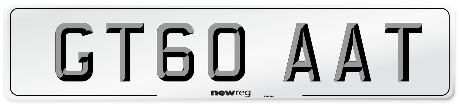 GT60 AAT Number Plate from New Reg